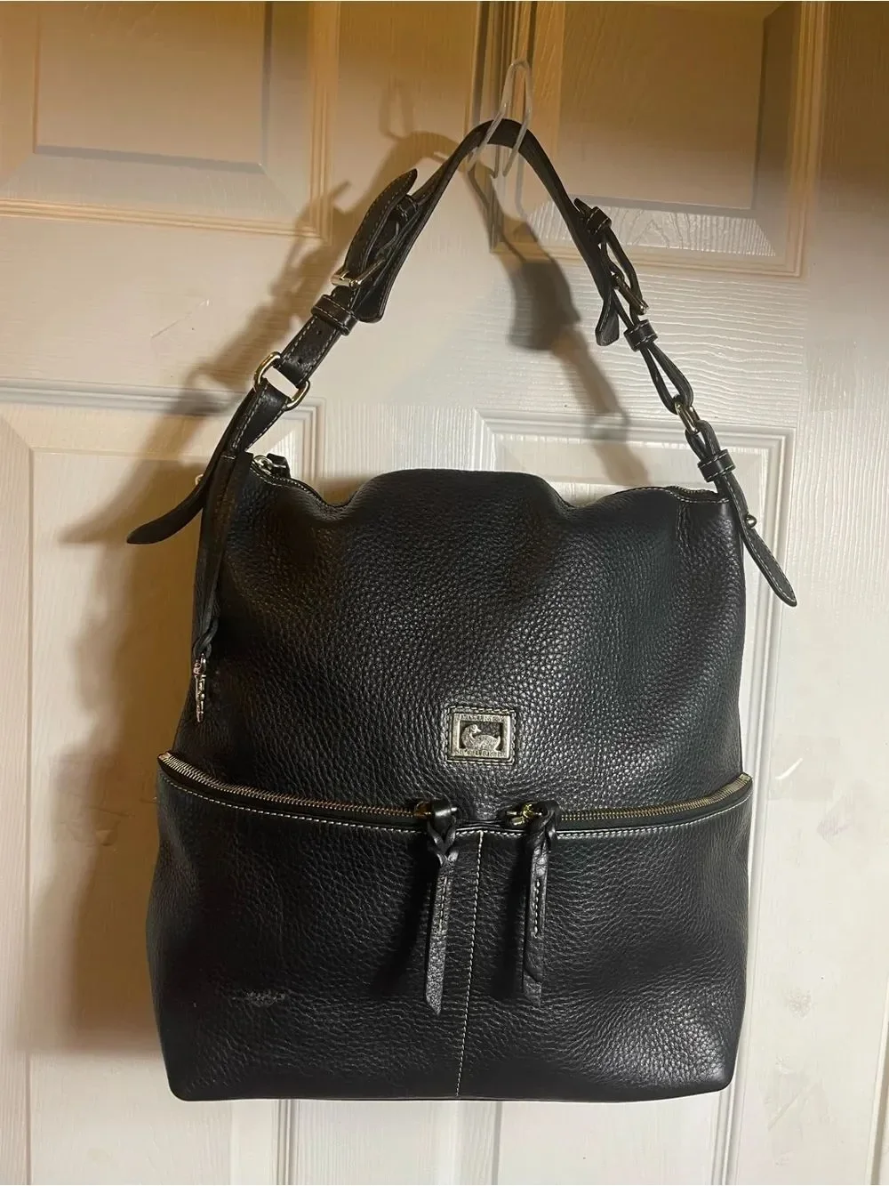 Dooney & Bourke Black Pebble Leather Hobo bag,gold tone hardwares